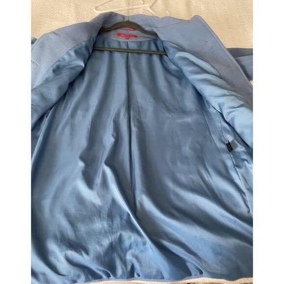 Anne Klein Wool Blend Pea Coat Womens LG  Light Blue Single Breasted Button Up - Picture 10 of 12